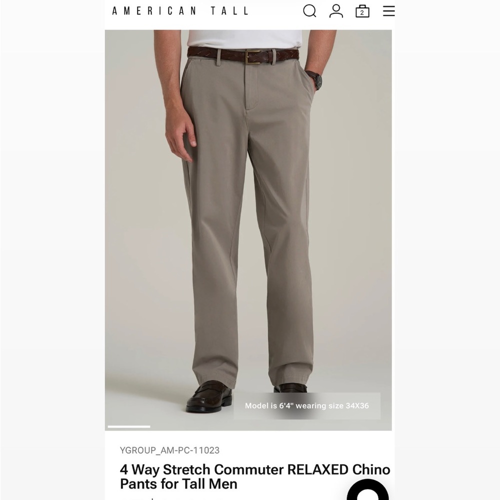American Tall 4 Way Stretch Commuter RELAXED Chino
Pants for Tall Men